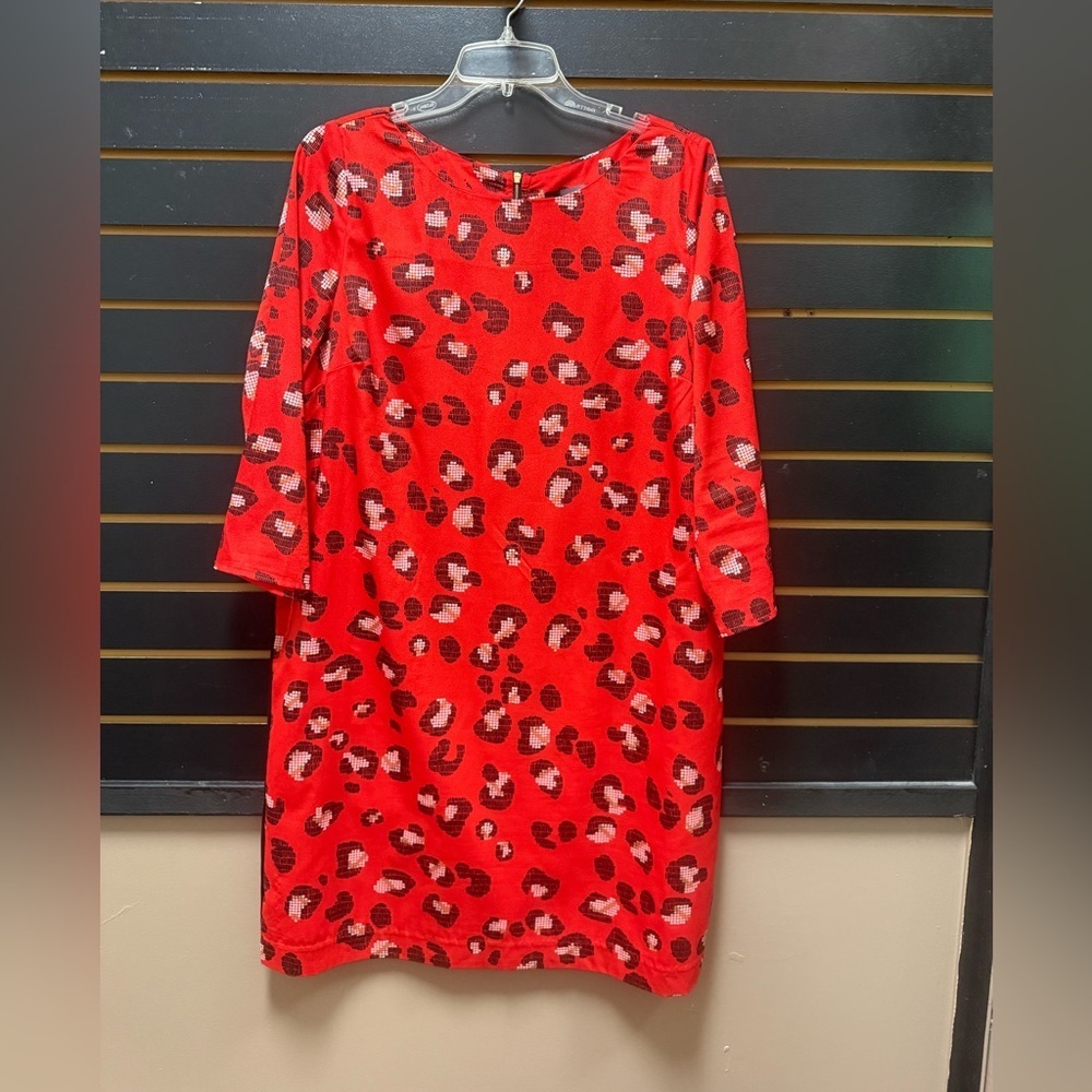 The Limited Red Leopard Print Shift Dress 3/4 Sleeve Size L